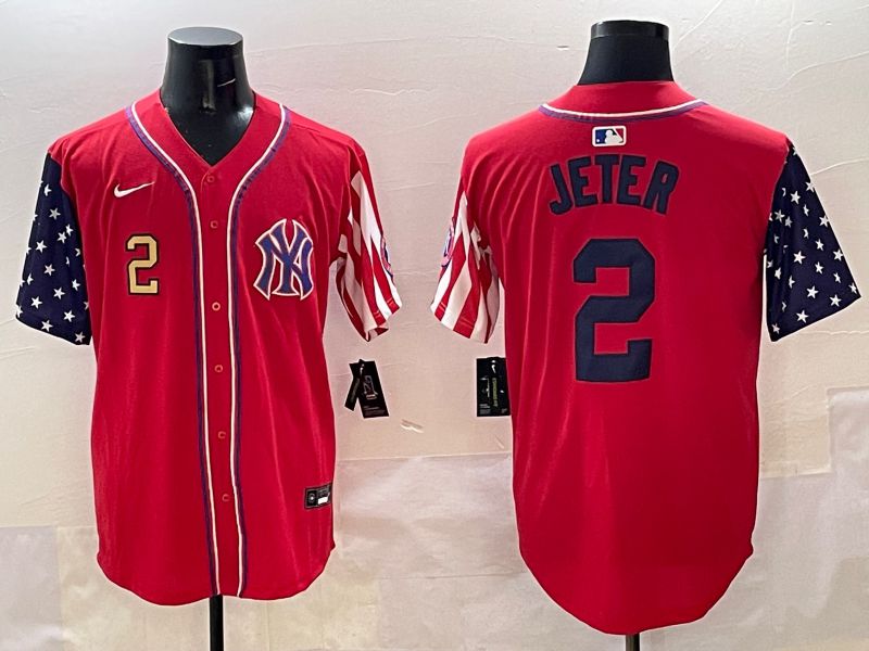 Men New York Yankees 2 Jeter Red a generation of national flags Jointly Name 2025 Nike MLB Jersey style 4